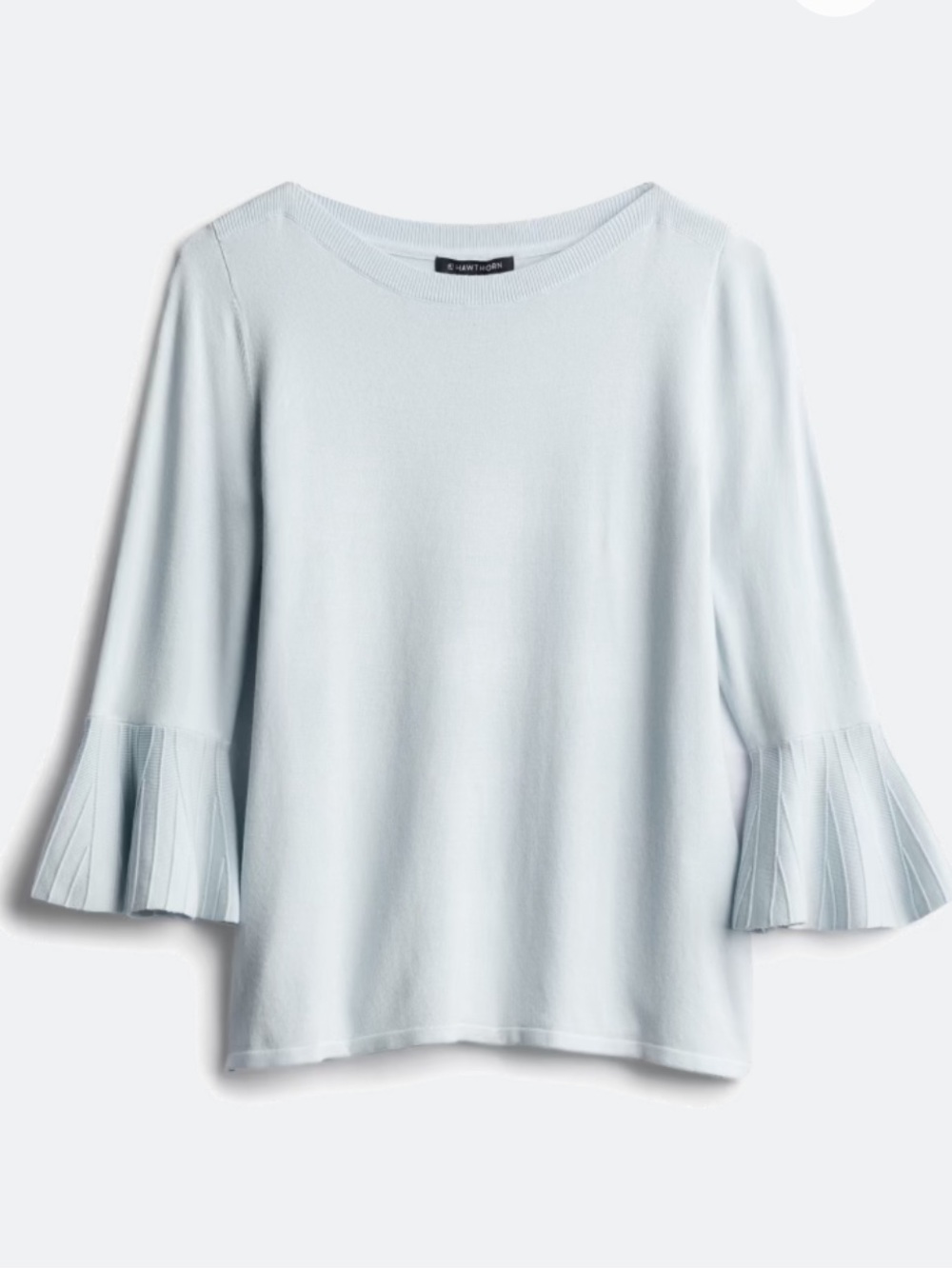 41 Hawthorn Tamzen Pale Blue Pleated Bell Sleeve Crewneck Sweater